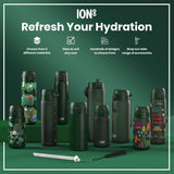 ION8 Leak Proof Slim Water Bottle, Recyclon, Dark Green, 500ml (18oz)
