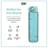 ION8 Leak Proof 1 Litre Water Bottle with Times to Drink, Recyclon, Sonic Blue, 1L