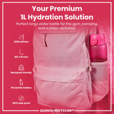 ION8 Leak Proof 1 litre Water Bottle, Recyclon, Pink, 1L