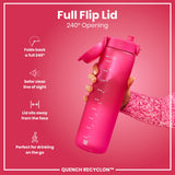 ION8 Leak Proof 1 litre Water Bottle, Recyclon, Pink, 1L