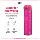 ION8 Leak Proof 1 litre Water Bottle, Recyclon, Pink, 1L