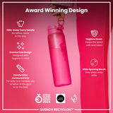 ION8 Leak Proof 1 litre Water Bottle, Recyclon, Pink, 1L