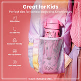 ION8 Leak Proof Slim Water Bottle, Stainless Steel, Flamingo, 600ml (20oz)