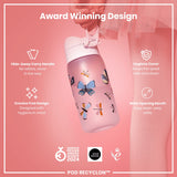 ION8 Leak Proof Kids Water Bottle, Recyclon, Butterflies, 350ml (12oz)