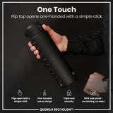ION8 Leak Proof 1 litre Water Bottle, Recyclon, Black, 1L