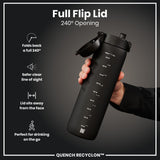 ION8 Leak Proof 1 litre Water Bottle, Recyclon, Black, 1L