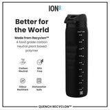 ION8 Leak Proof 1 litre Water Bottle, Recyclon, Black, 1L