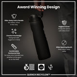 ION8 Leak Proof 1 litre Water Bottle, Recyclon, Black, 1L