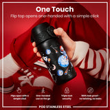 ION8 Leak Proof Kids Water Bottle, Stainless Steel, Space, 400ml (13oz)