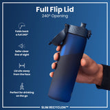 ION8 Leak Proof Slim Water Bottle, Recyclon, Navy, 500ml (18oz)