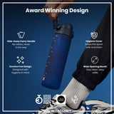 ION8 Leak Proof Slim Water Bottle, Recyclon, Navy, 500ml (18oz)