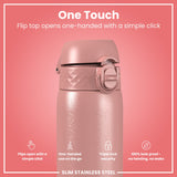 ION8 Leak Proof Slim Water Bottle, Stainless Steel, Ash Rose, 600ml (20oz)