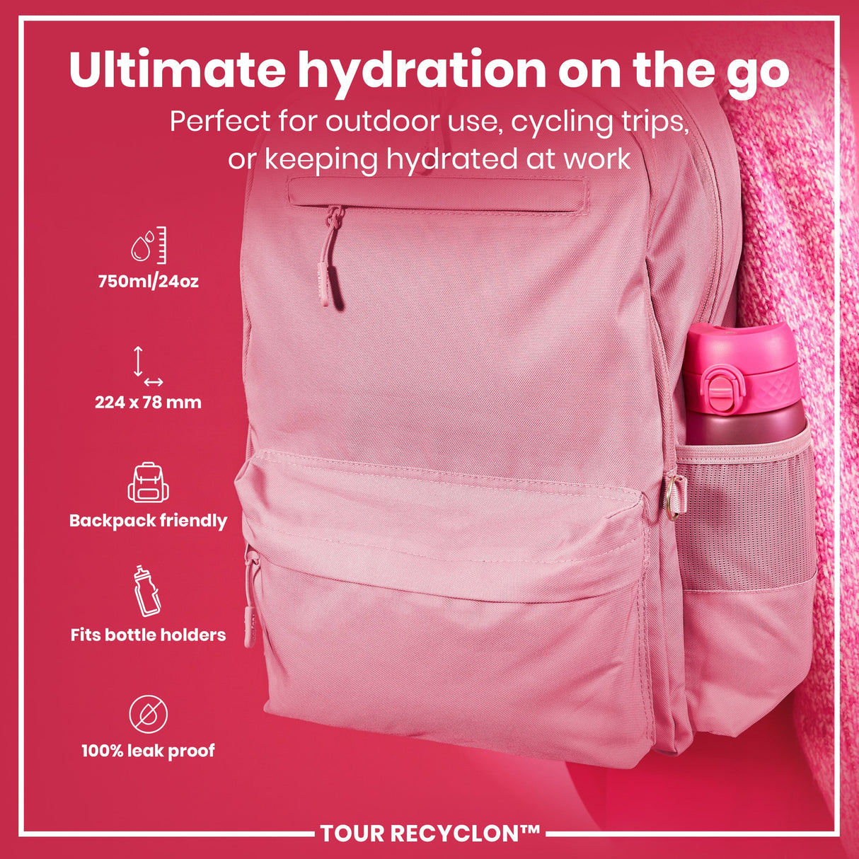 ION8 Bottle, Recyclon, Pink, 750ml