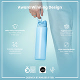 ION8 Leak Proof 1 Litre Water Bottle, Stainless Steel, Alaskan Blue, 1L
