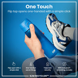 ION8 Leak Proof Slim Water Bottle, Recyclon, Blue, 500ml (18oz)