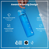 ION8 Leak Proof Slim Water Bottle, Recyclon, Blue, 500ml (18oz)