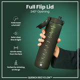 ION8 Leak Proof 1 litre Water Bottle, Recyclon, Dark Green, 1L