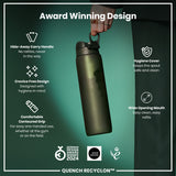ION8 Leak Proof 1 litre Water Bottle, Recyclon, Dark Green, 1L