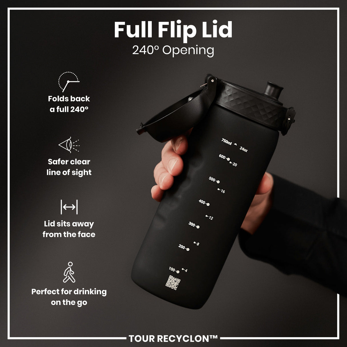 ION8 Bottle, Recyclon, Black, 750ml