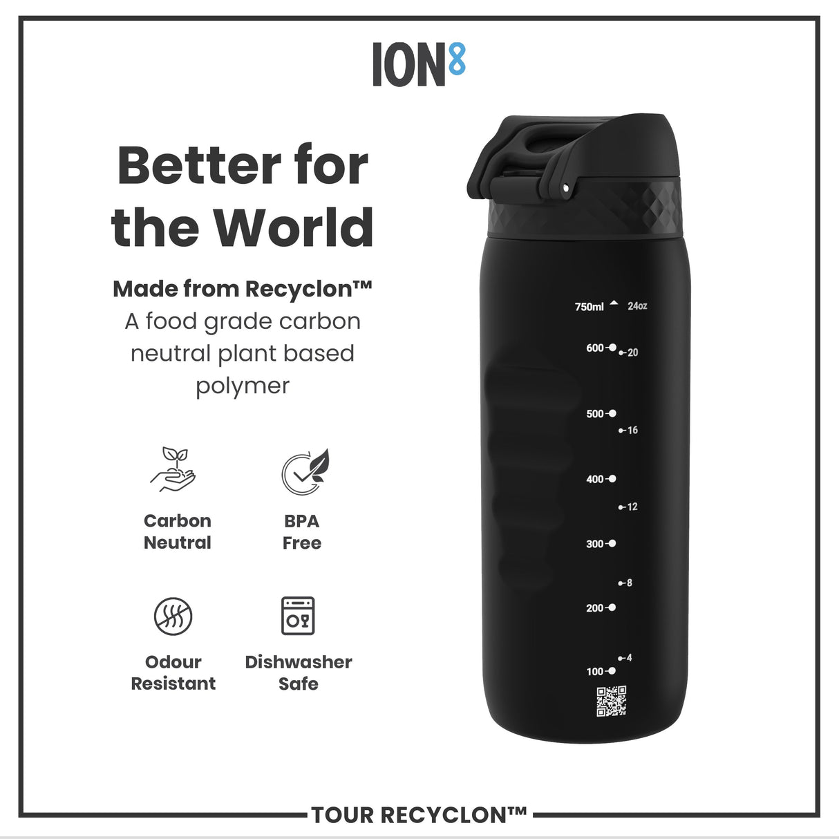 ION8 Bottle, Recyclon, Black, 750ml
