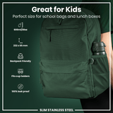 ION8 Leak Proof Slim Water Bottle, Stainless Steel, Dark Green, 600ml (20oz)