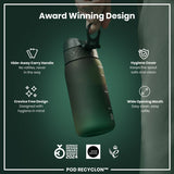 ION8 Leak Proof Kids Water Bottle, Recyclon, Dark Green, 350ml (12oz)