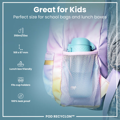 ION8 Leak Proof Kids Water Bottle, Recyclon, Sonic Blue, 350ml (12oz)