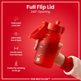 ION8 Leak Proof Kids Water Bottle, Recyclon, Red, 350ml (12oz)