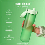 ION8 Leak Proof Slim Water Bottle, Recyclon, Surf Green, 500ml (18oz)