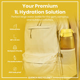 ION8 Leak Proof 1 litre Water Bottle, Recyclon, Yellow, 1L