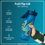 ION8 Leak Proof Slim Water Bottle, Recyclon, Dinosaurs, 500ml (18oz)