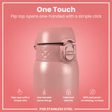 ION8 Leak Proof Kids Water Bottle, Stainless Steel, Ash Rose, 400ml (13oz)