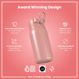 ION8 Leak Proof Kids Water Bottle, Stainless Steel, Ash Rose, 400ml (13oz)