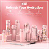 ION8 Leak Proof Kids Water Bottle, Stainless Steel, Ash Rose, 400ml (13oz)