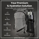 ION8 Leak Proof 1 litre Water Bottle, Recyclon, Grey, 1L