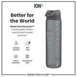 ION8 Leak Proof 1 litre Water Bottle, Recyclon, Grey, 1L