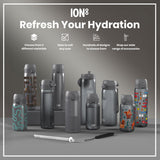 ION8 Leak Proof 1 litre Water Bottle, Recyclon, Grey, 1L