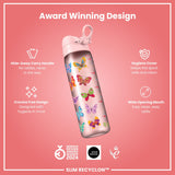 ION8 Leak Proof Slim Water Bottle, Recyclon, Butterfly, 500ml (18oz)