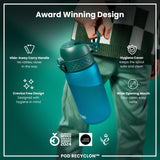 ION8 Leak Proof Kids Water Bottle, Recyclon, Aqua, 350ml (12oz)