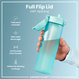 ION8 Leak Proof Slim Water Bottle, Recyclon, Sonic Blue, 500ml (18oz)