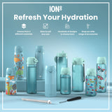 ION8 Leak Proof Slim Water Bottle, Recyclon, Sonic Blue, 500ml (18oz)