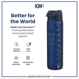 ION8 Leak Proof 1 litre Water Bottle, Recyclon, Navy, 1L