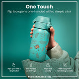 ION8 Leak Proof Kids Water Bottle, Stainless Steel, Egg to Dragon, 400ml (13oz)