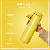 ION8 Leak Proof 1 Litre Thermal Water Bottle, Insulated Steel, Yellow, 1L