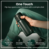 ION8 Leak Proof Kids Water Bottle, Stainless Steel, Dark Green, 400ml (13oz)