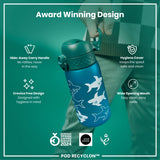ION8 Leak Proof Kids Water Bottle, Recyclon, Shark, 350ml (12oz)