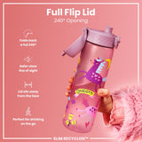 ION8 Leak Proof Slim Water Bottle, Recyclon, Unicorns, 500ml (18oz)