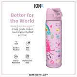 ION8 Leak Proof Slim Water Bottle, Recyclon, Unicorns, 500ml (18oz)