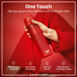 ION8 Leak Proof Slim Water Bottle, Recyclon, Red, 500ml (18oz)