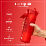 ION8 Leak Proof Slim Water Bottle, Recyclon, Red, 500ml (18oz)